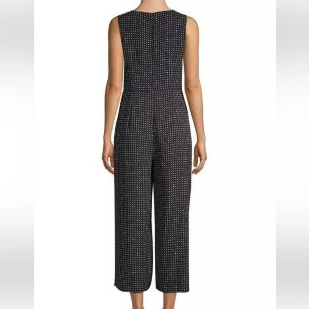 Karl Lagerfeld Paris Black White Polka Dot Hearts Wide Leg Sleeveless Jumpsuit 6